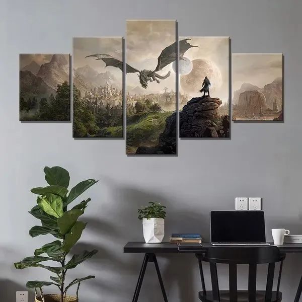 The Elder Scrolls - Quadro Decorativo 5 Peças (Elsweyr)