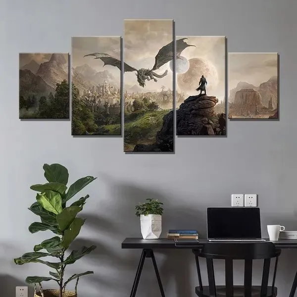 The Elder Scrolls - Quadro Decorativo 5 Peças (Elsweyr)