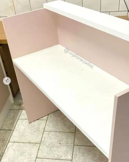 NOVO Balcão Caixa Recepção com Ripado Rosa e Detalhe Branco - Foto 4
