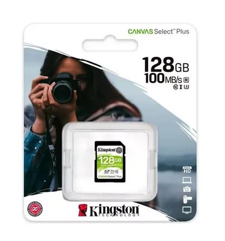 Cartão De Memória Kingston Sds2 Canvas Select SDXC 128gb para camera foto