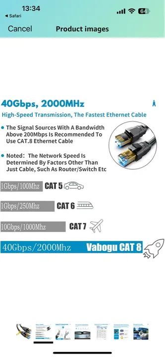 Cabo de Rede CAT 8 Fluke Networks 1.85m - Vabogu - Foto 3