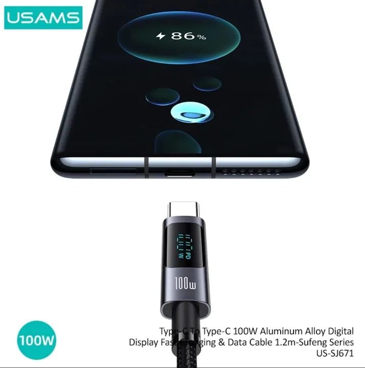 Cabo Usams 100W com Display 1,2M Lacrado TOP - Foto 4