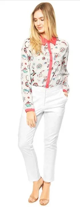 Camisa Estampada Manga Longa detalhes Rosa - Foto 2
