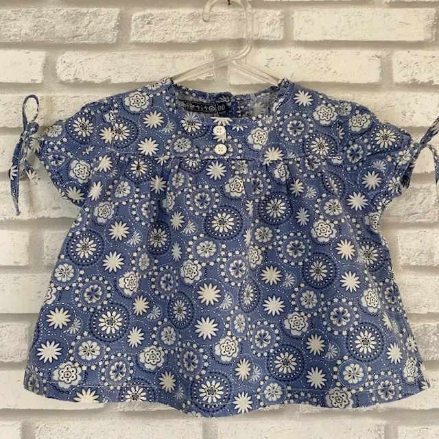 Kit Roupas Bebê Blusa Florida Azul Petit + Leggings Poim Rosa e Noruega Jeans 12 Meses - Foto 2