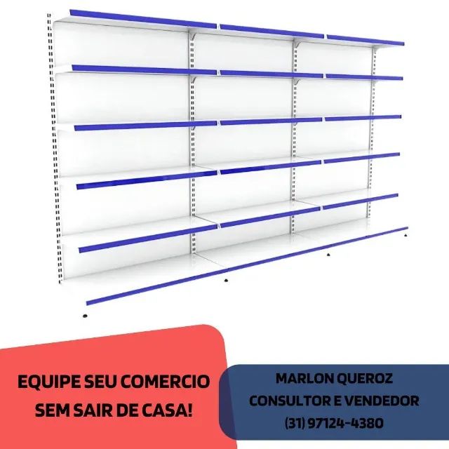 Gondola de Parede Polar 1,96M de Altura 6 Bandejas Branca