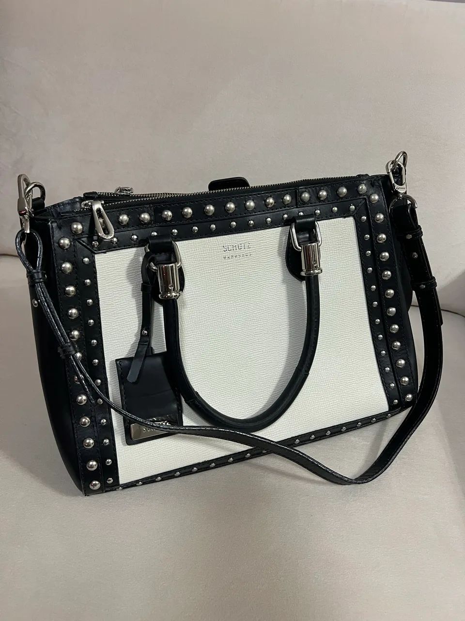 Bolsa couro Schultz preta e branca original  - Foto 5