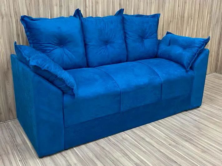 Conjunto Sofá 2 e 3 Lugares Suede Azul - Foto 3