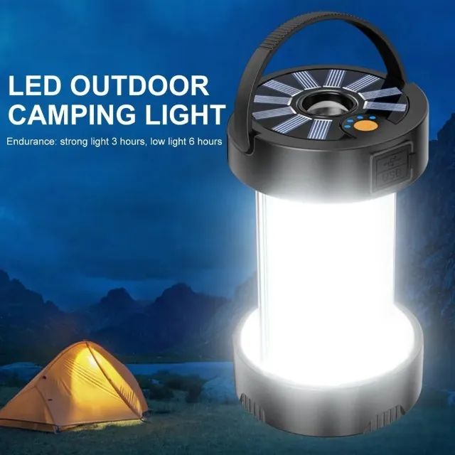 Lanterna Recarregável 4 Modos de Iluminação Lâmpada Led Solar Luzes de Emergência