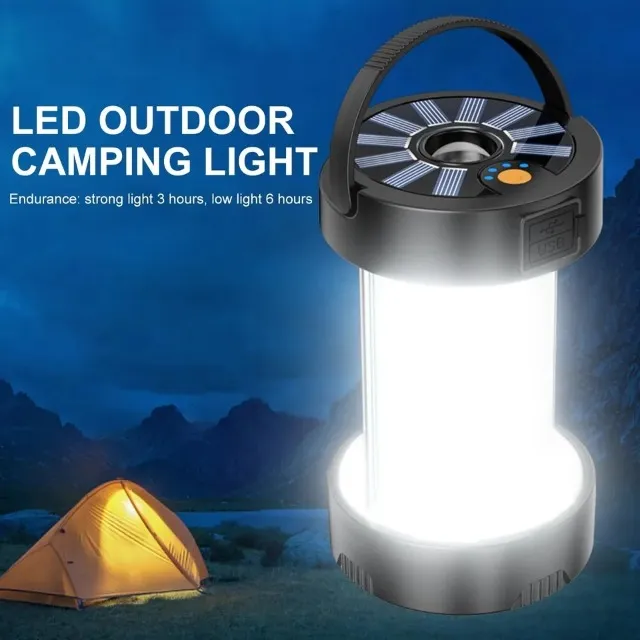 Lanterna Recarregável 4 Modos de Iluminação Lâmpada Led Solar Luzes de Emergência