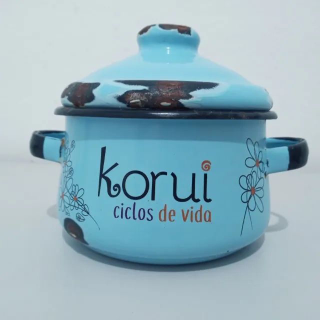 Antiga Mini Panela  em Metal Esmaltada     linda peça Vintage Pop Arte do Russo .  Linda p - Foto 5