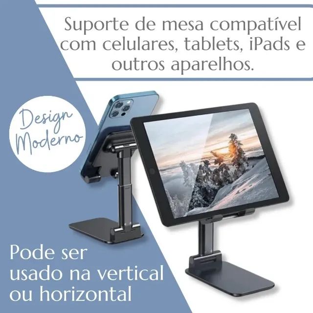 Suporte De Mesa Para iPad iPhone Tablet Celular Ajustável Loja Coimbra Computadores - Foto 3
