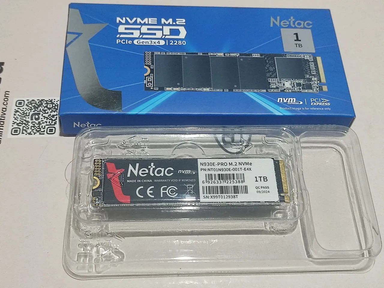 SSD NVMe M.2 Netac 1TB PCIe Gen3x4 Novo 