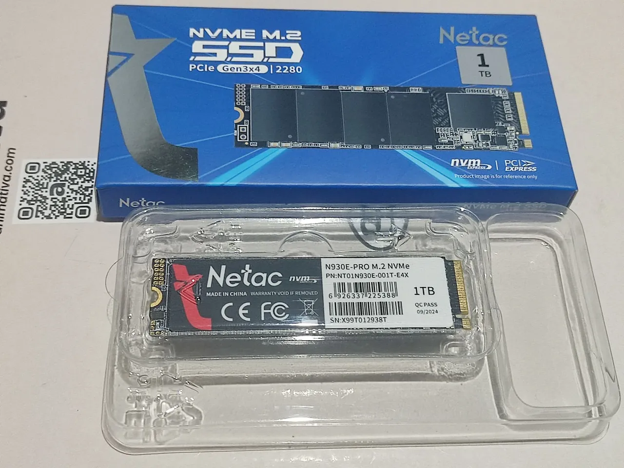 SSD NVMe M.2 Netac 1TB PCIe Gen3x4 Novo