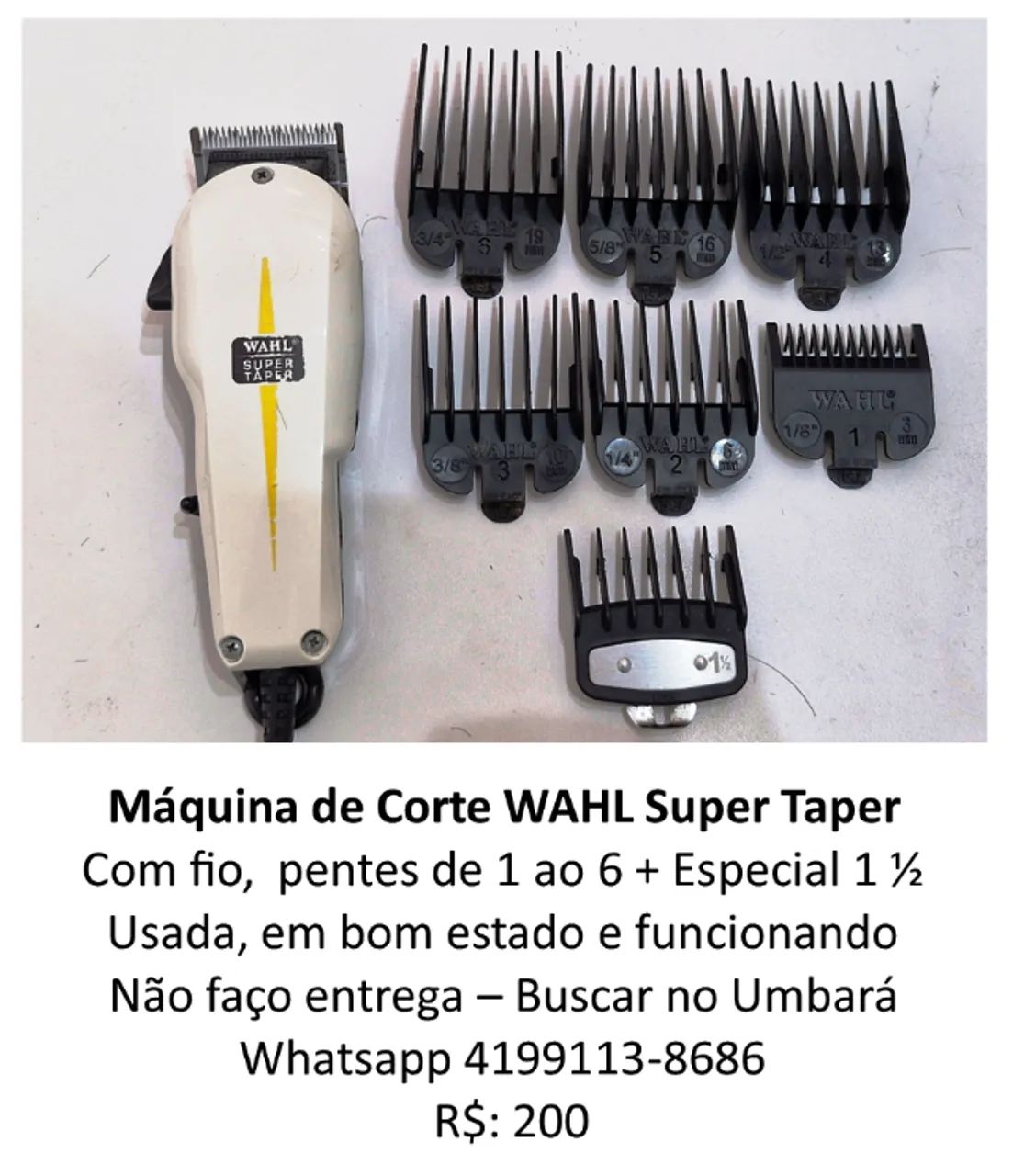 Máquina de Corte Wahl Super Taper com fio