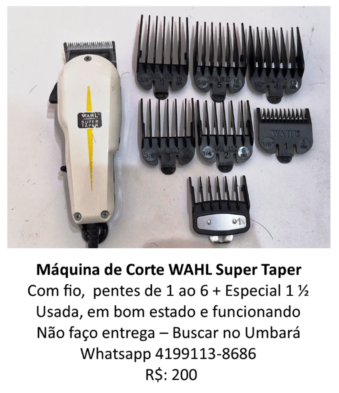 Máquina de Corte Wahl Super Taper com fio