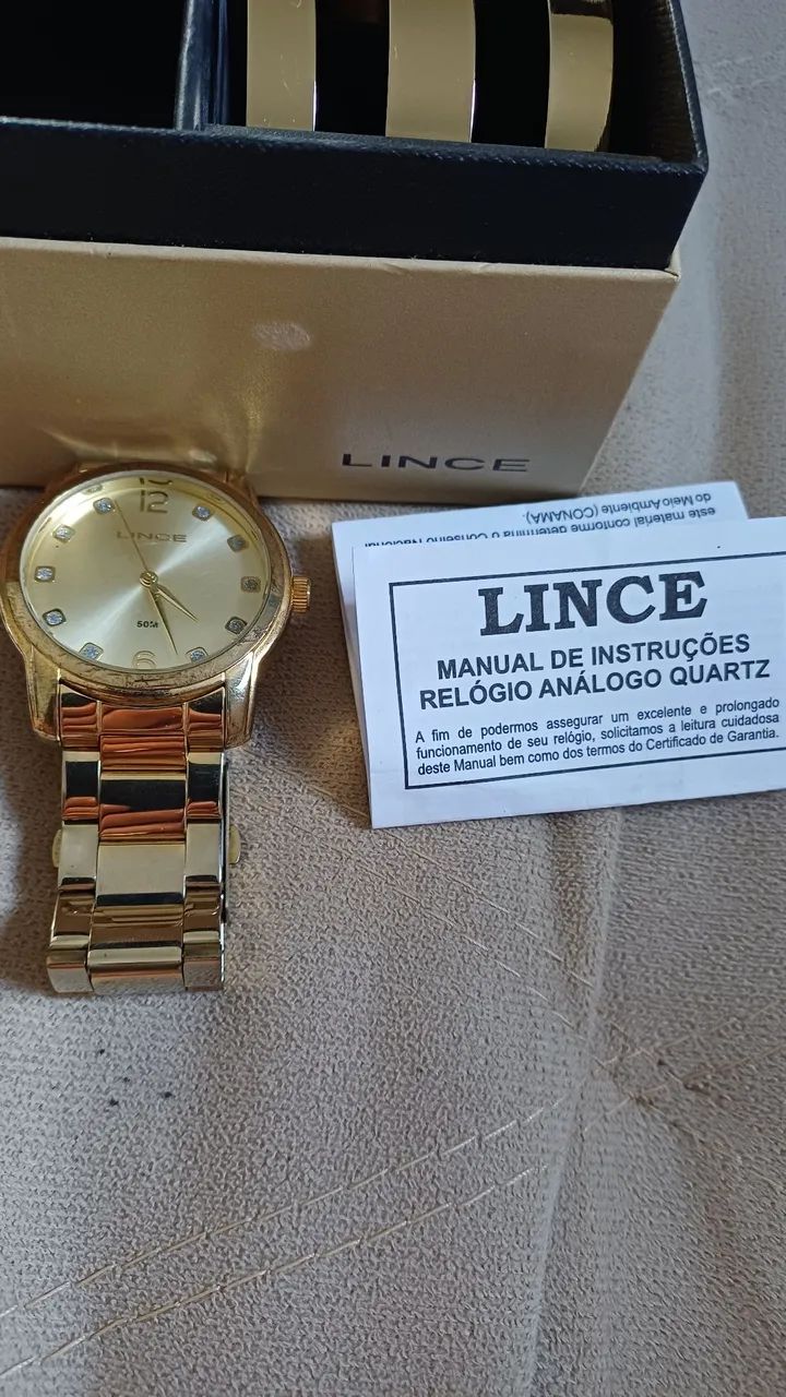 Kit Relógio Lince Dourado com Pulseira - Foto 2
