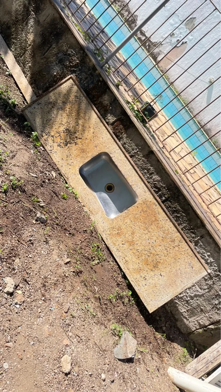 Cuba de aço inox com bancada