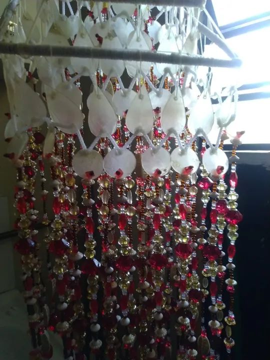 Lustre artesanal em corda e pedras - Foto 2