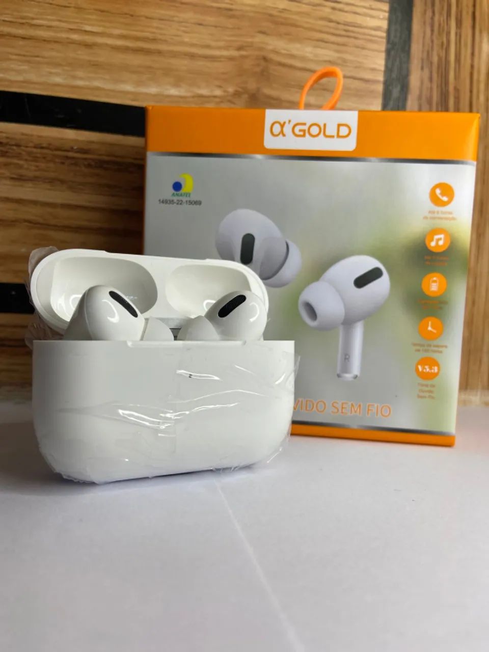 Fone de Ouvido Bluetooth Branco FN-BA3 Wireless A?Gold an1