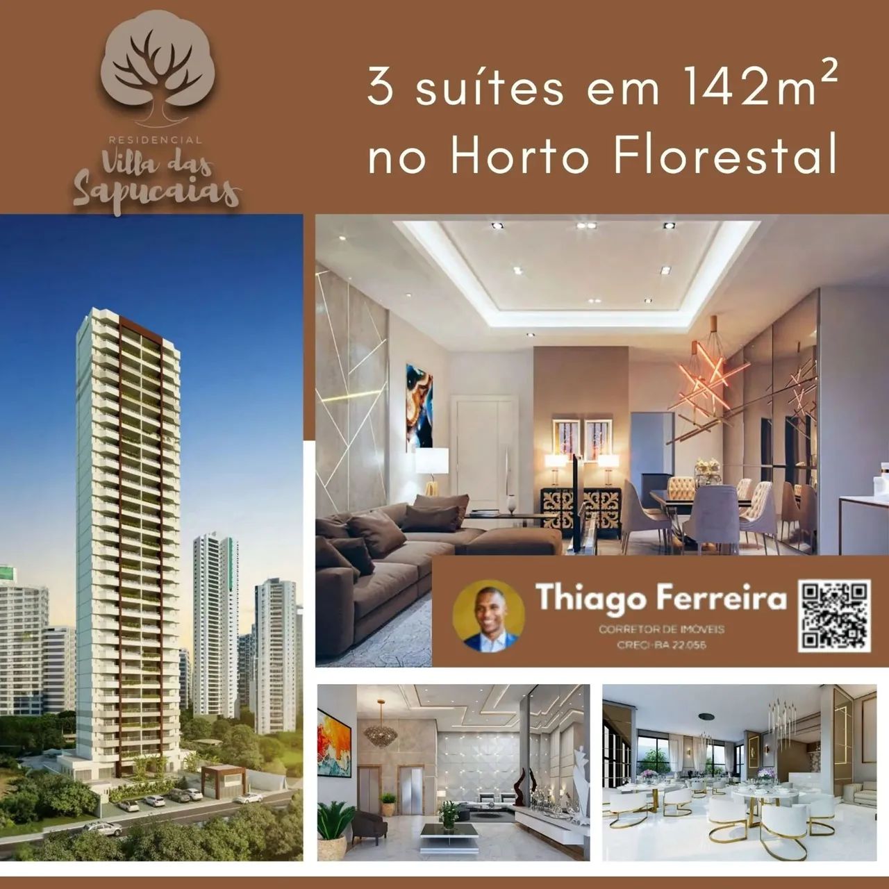 Villa Das Sapucaias, Apartamento 3 Suítes Distribuído Em 142M² E 3 Vagas De Garagem No Hor