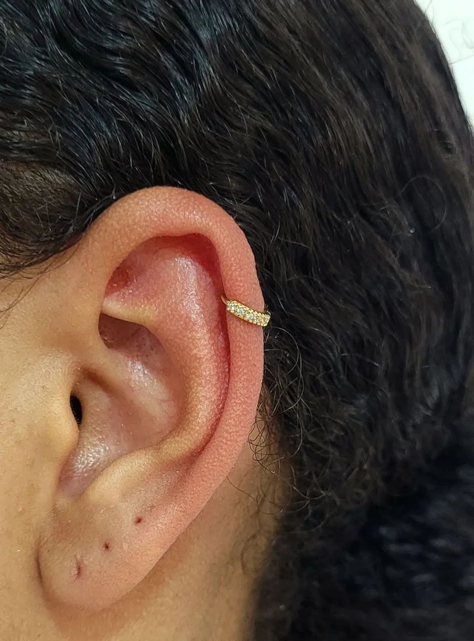 PROMO! Piercing Argolinha cravejada Ouro 18k - Foto 2