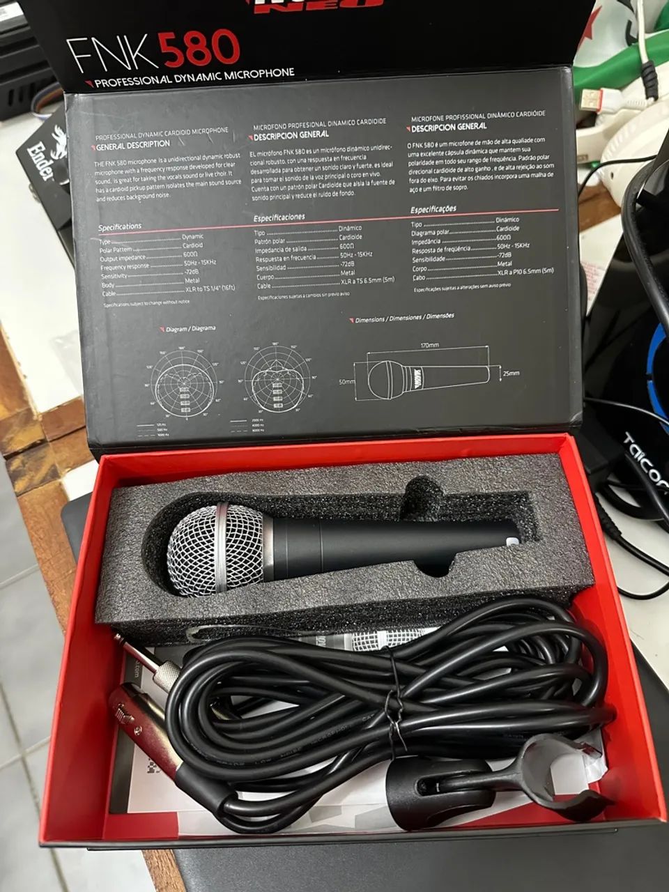 MICROFONE FNK 580 PROFISSIONAL - Perfeito para Voz, Palco e Karaokê!  - Foto 2