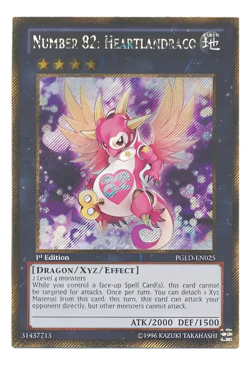 Yugioh!!! Number 82: Heartlandraco Pgld-en025 Gold Secret Rare