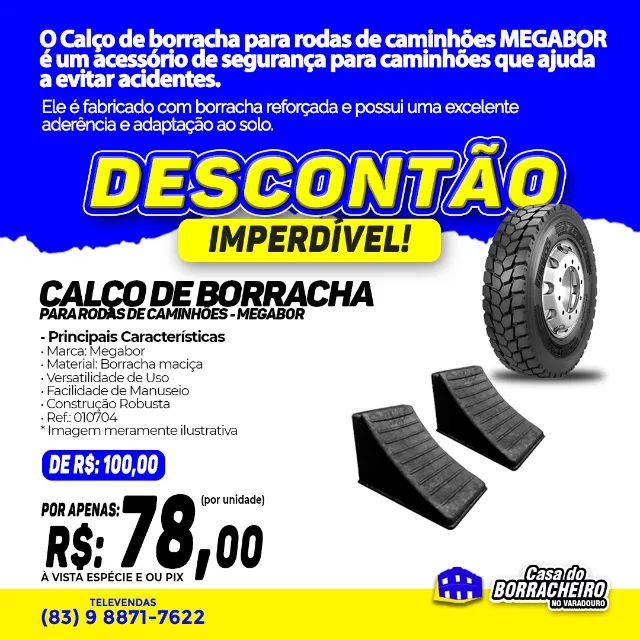 PROMOÇÃO - Calço de borracha para rodas de caminhões - Megabor