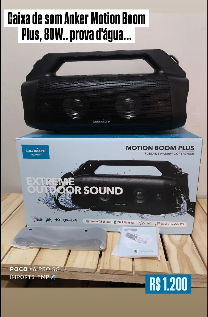 Caixa de Som Anker Motion Boom Plus 80W Prova D'água