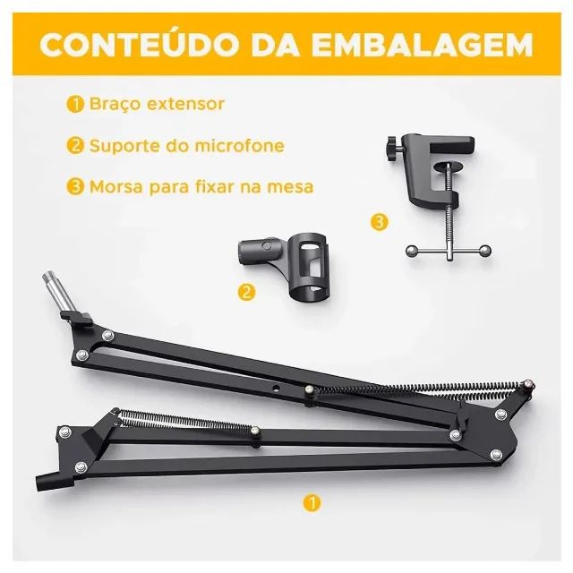 Suporte para Microfone de Mesa Maono AU-B01 Braço Articulado - WZetta - Foto 3
