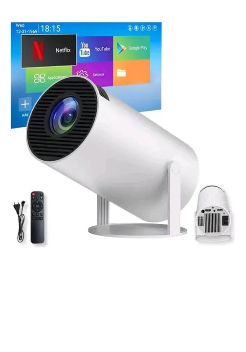 Kit Tela de Projeção elétrica para Cinema em Casa + mini projetor portátil - Foto 3