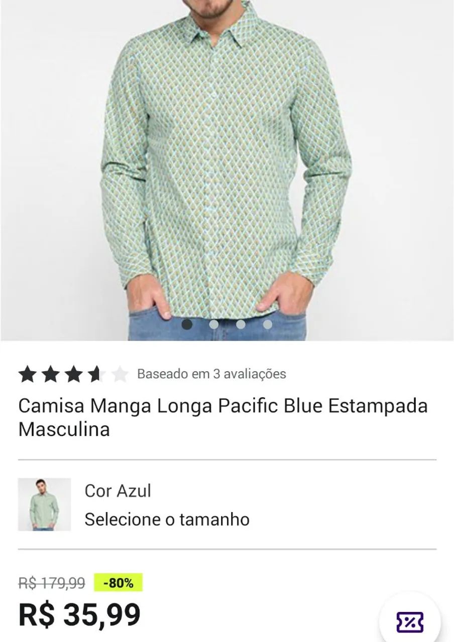 Camisa Manga Longa Pacific Blue tamanho P - Foto 2