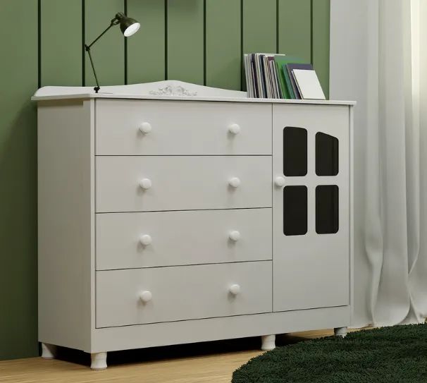 Comoda Infantil Elo Janelinha Peroba, 100% MDF