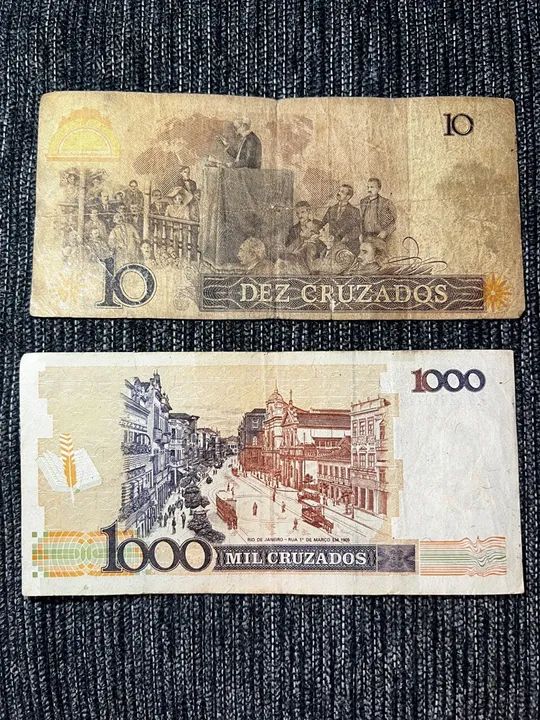 Notas Antigas Brasil 10 e 1000 Cruzeiros - Foto 2