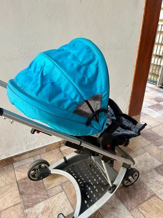 Carrinho de Bebê - dardara - Azul e Cinza - Foto 3