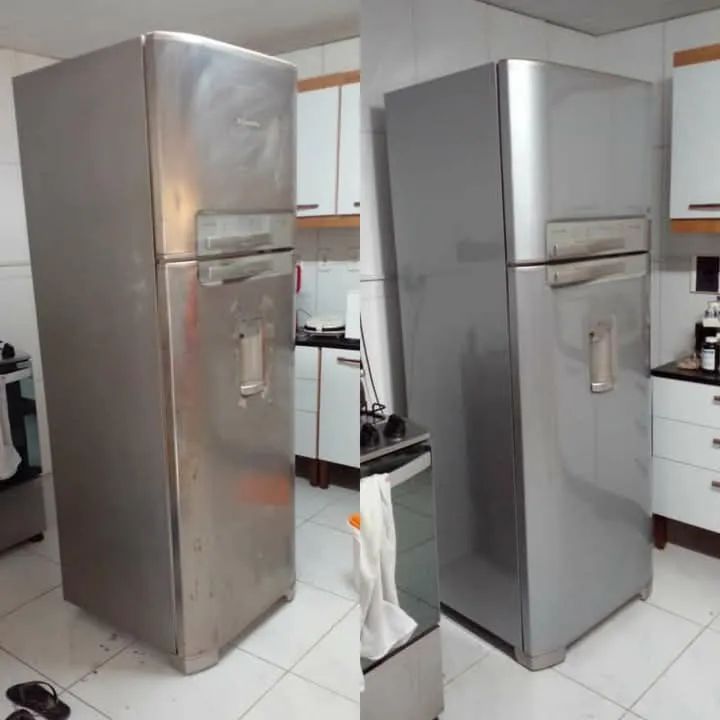 Geladeira envelopamento antes e depois 