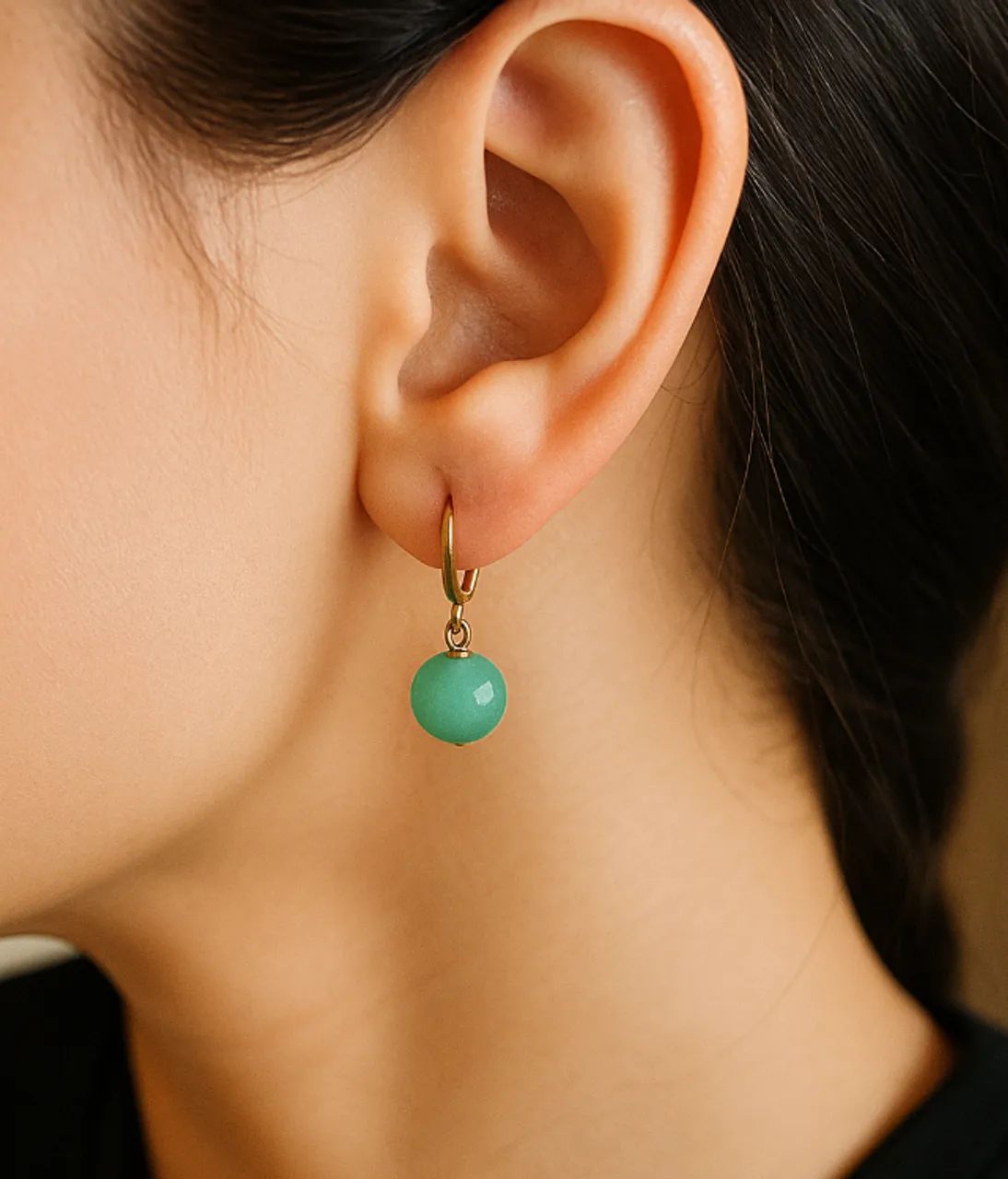 2 Brincos em Verde e Dourado Minimalistas