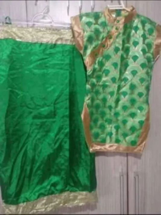 Conjunto indiano infantil verde e dourado Tam 10 - Foto 5