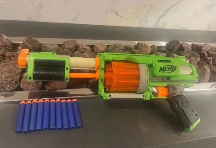 combo 02 nerf dart tag - lançador com 10 dardos cada