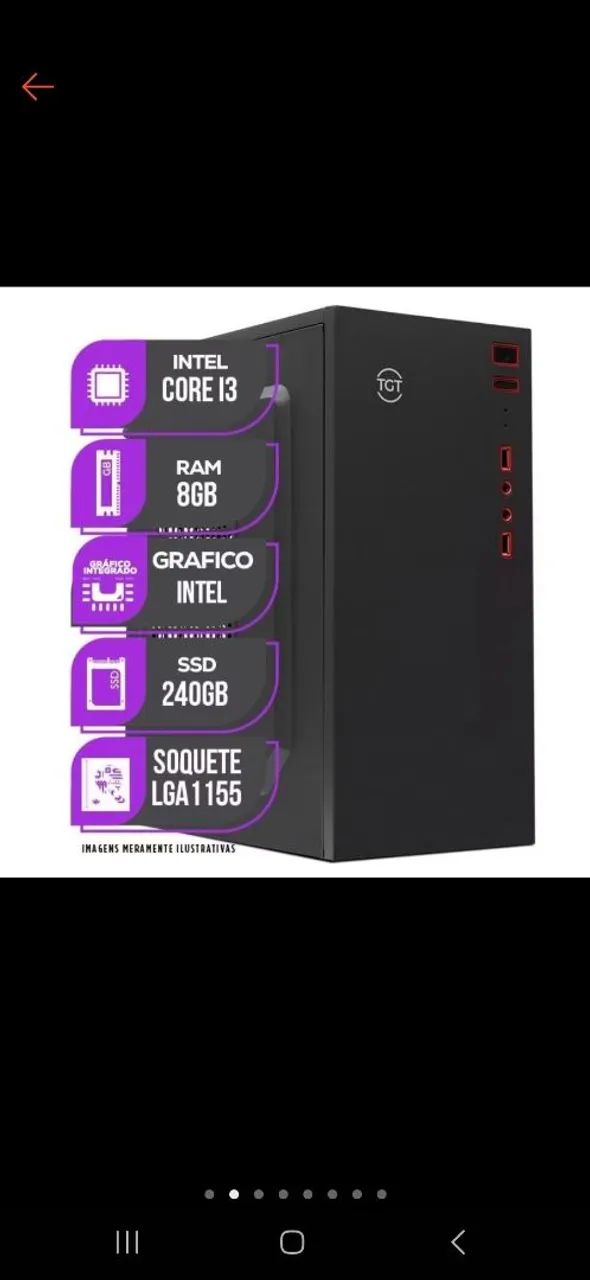 CPU Intel Core i3, 8GB RAM, SSD 240GB