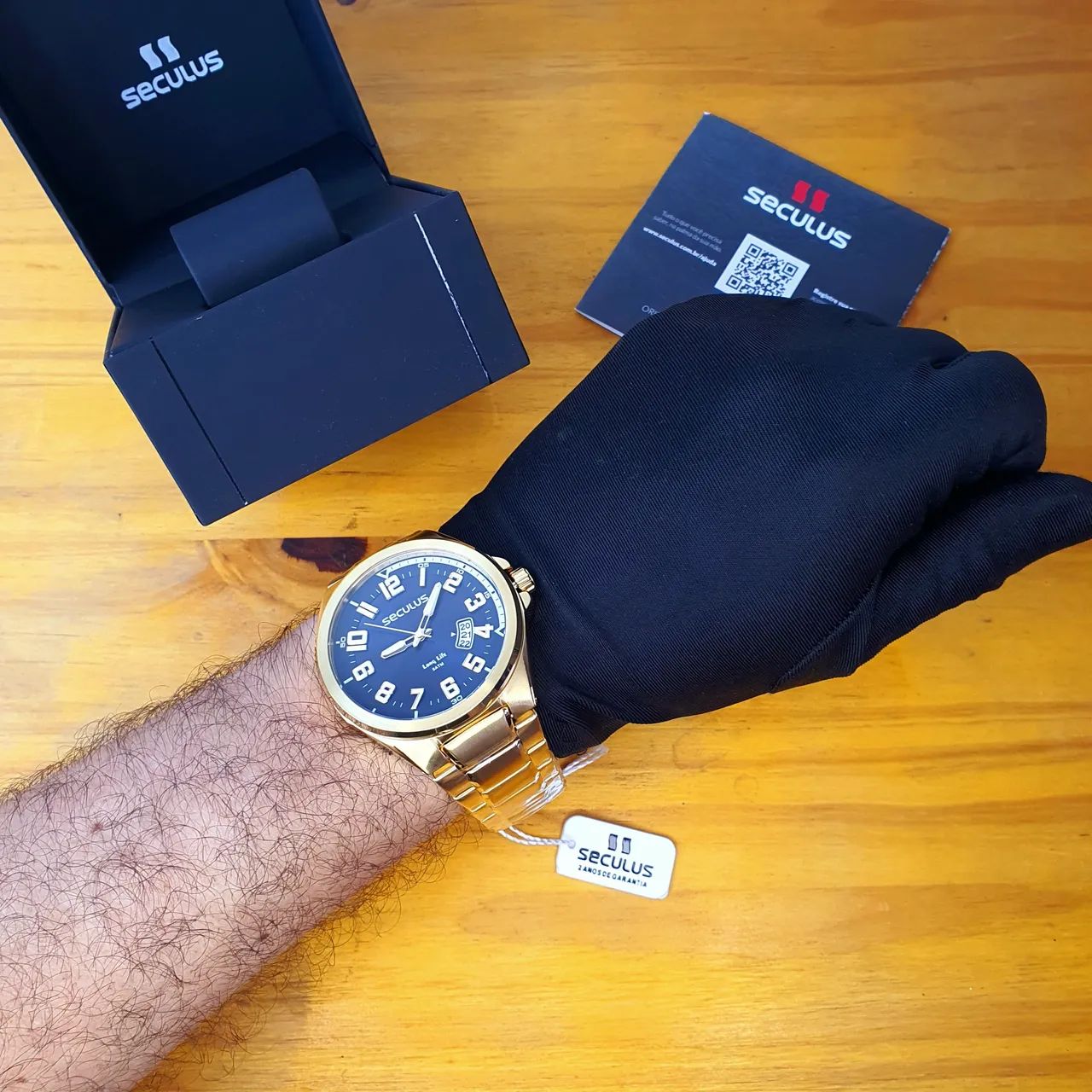 Relógio Seculus Prime 47mm dourado  - Foto 3