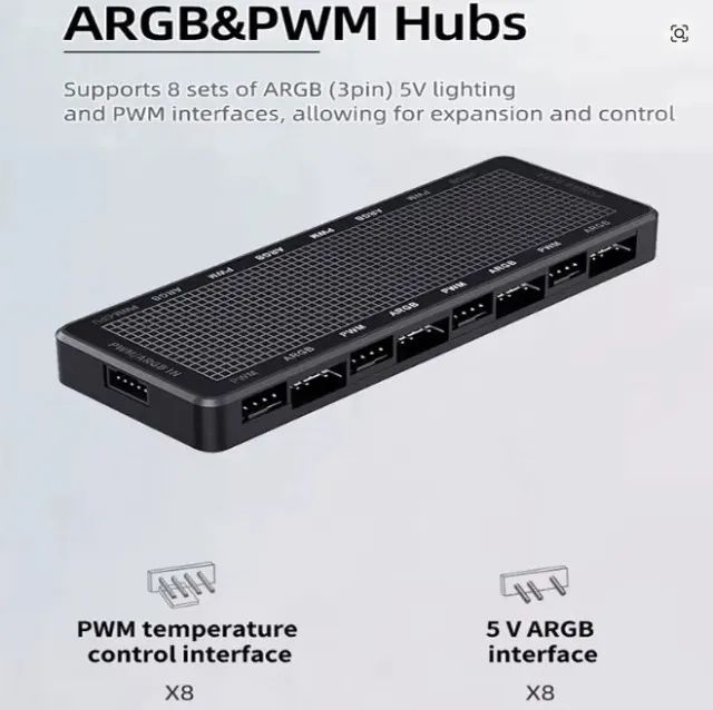 Controladora Teucer Lp 8 Hub Usb Argb Para 8 Fans - Foto 4