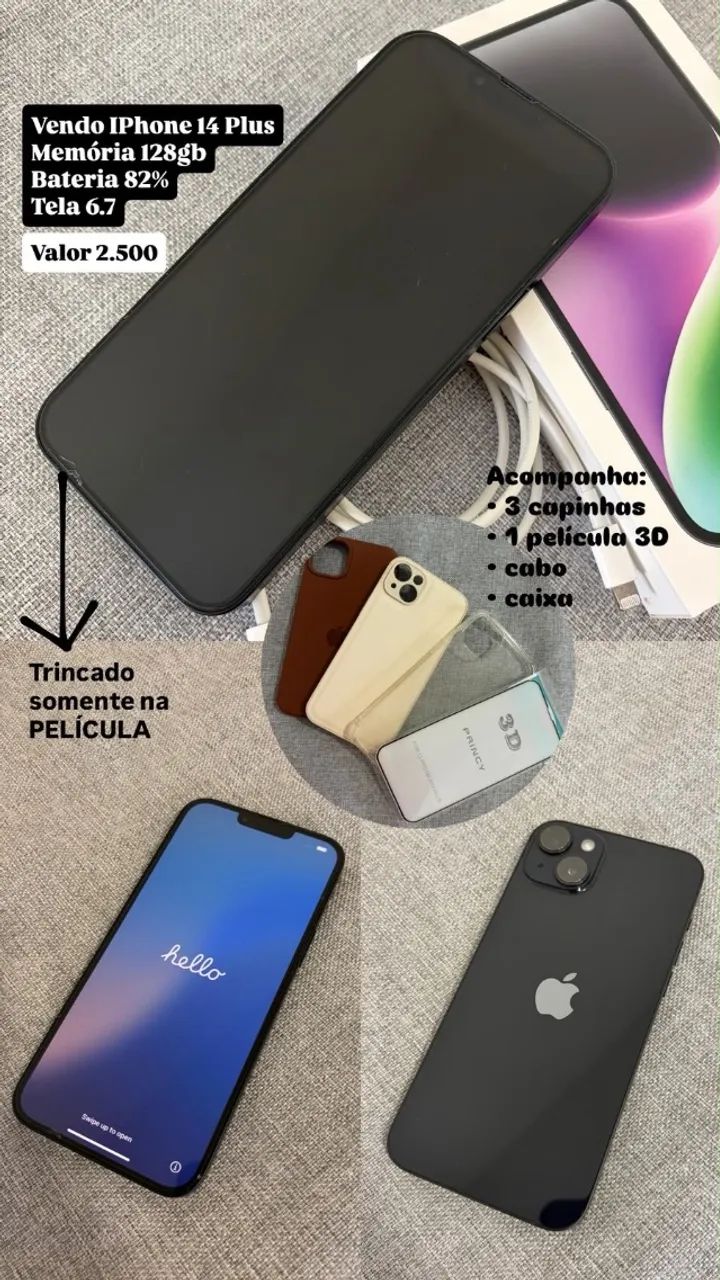 iPhone 14 Plus Preto, 128GB