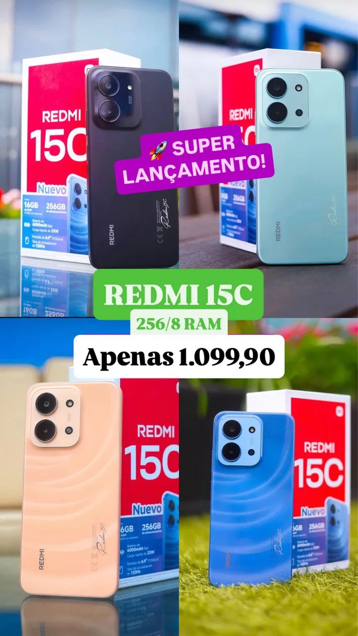 Redmi 15C 256 GB 8 RAM LACRADO PARC EM ATÉ 12 VEZES 
