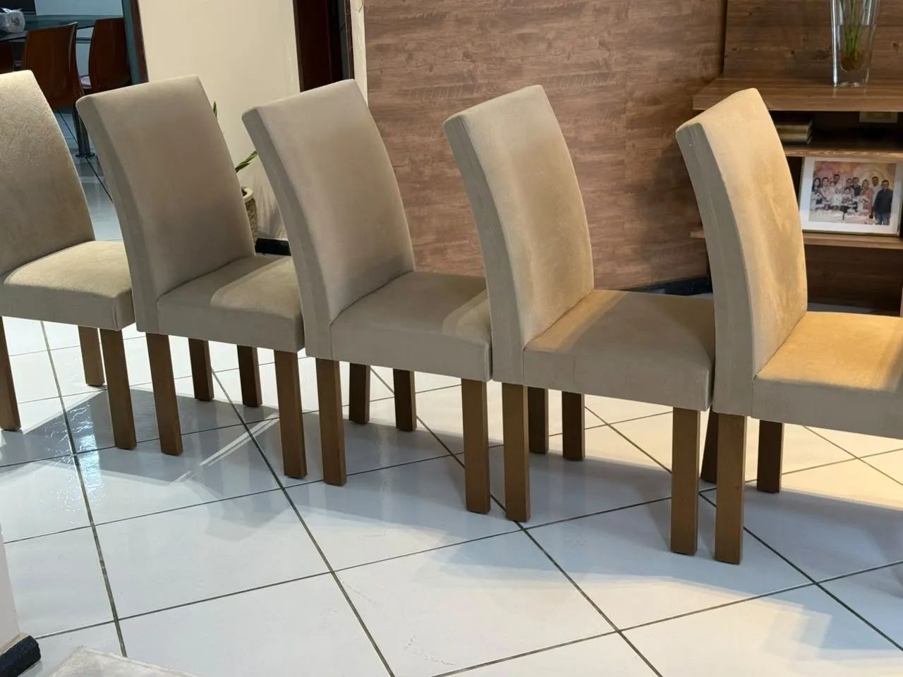 Conjunto com 6 cadeiras estofadas para sala de jantar - Excelente estado