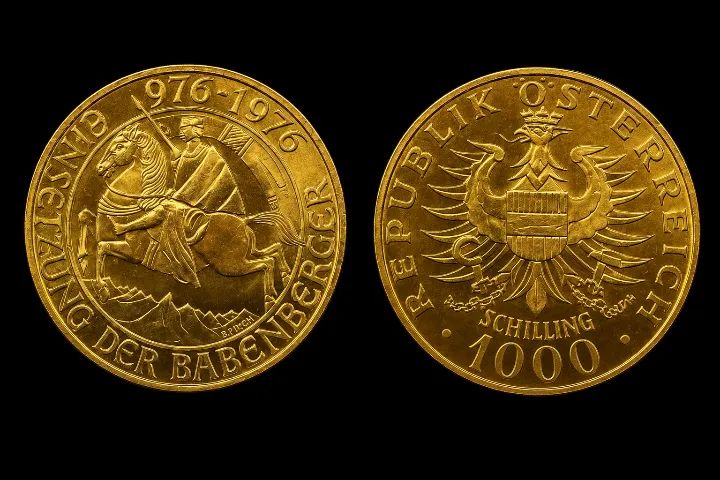 Moeda comemorativa de ouro 1000 Schilling 