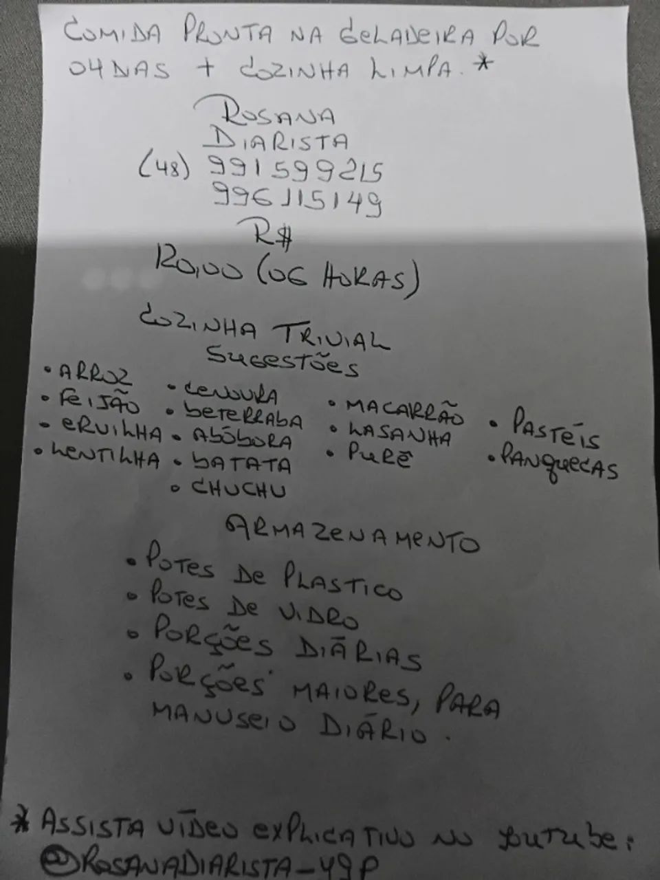 COZINHEIRA DOMICILIAR - 120,00. (06 HORAS)