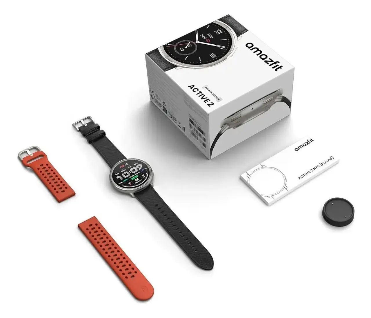 Amazfit ACTIVE 2 Premium Version - Smartwatch A2437 Pulseira couro preta - Foto 3