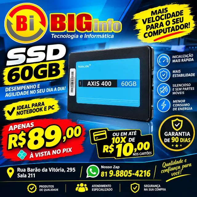 Ssd Multilaser Axis 400 Ss060bu 60gb Preto 