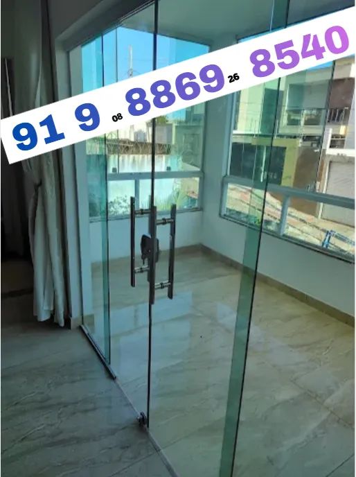 Vidraçaria Total em Promoção Porta 4 folhas incolor 8mm 2.10X2.00 vão Já instalada $1.400